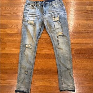 Men's Distressed Blue Jeans